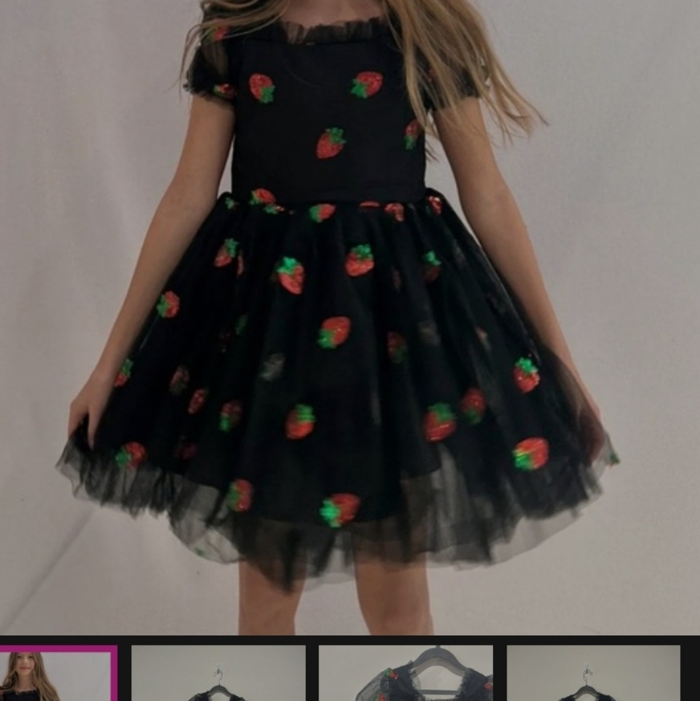 Black Dress with Strawberry Print